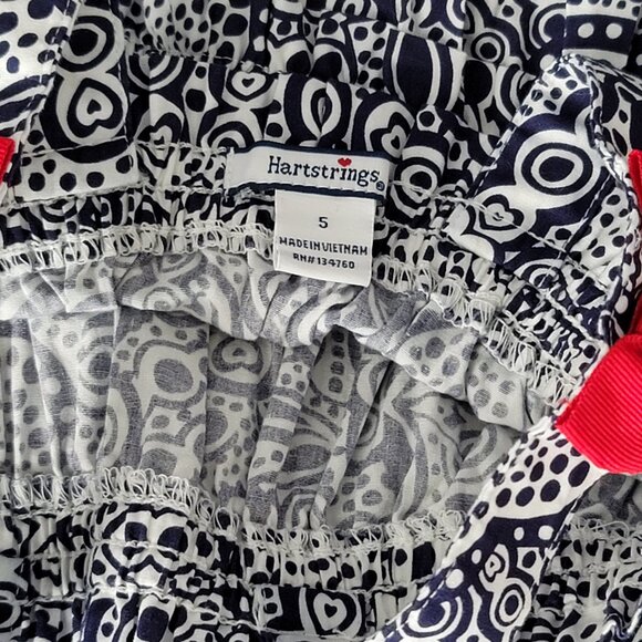 Hartstrings Girls Blue & White Sun Dress with Bows Size 5 - Picture 4 of 7